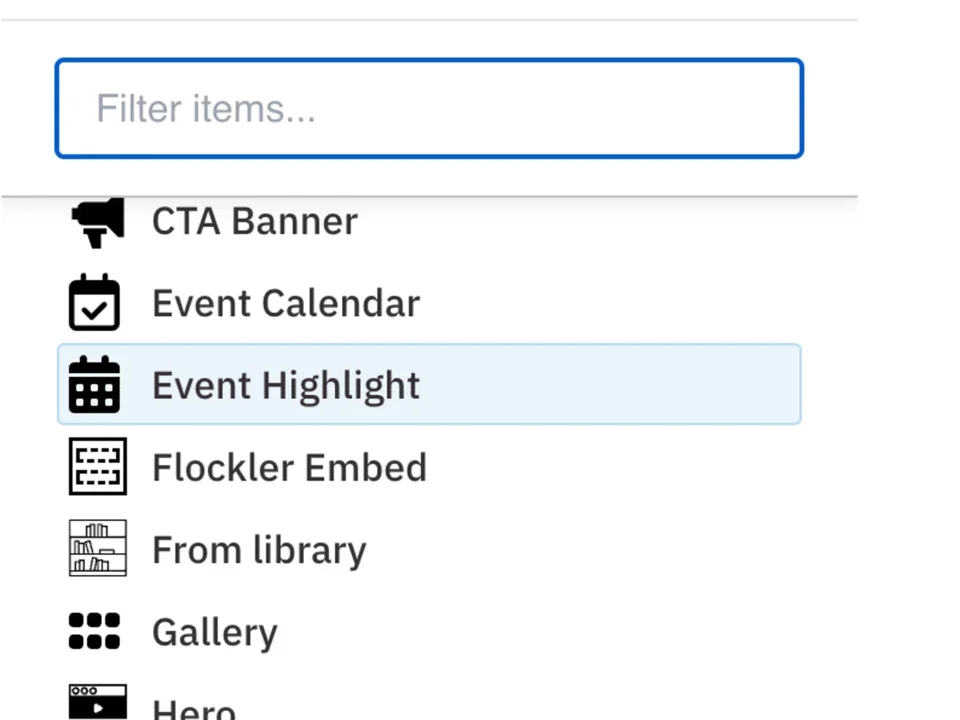 Example of the Event Highlight menu selected 