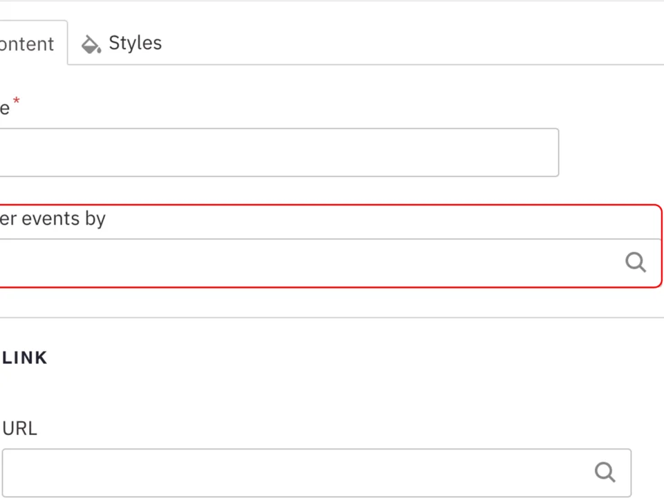 Example of the event filter by field 