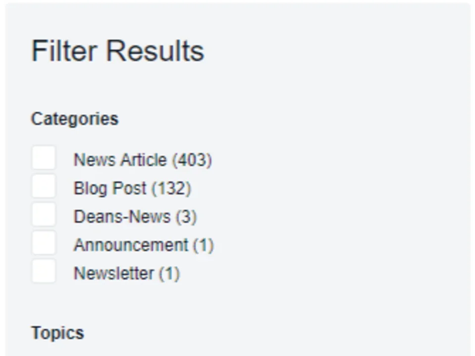 Filter article results 