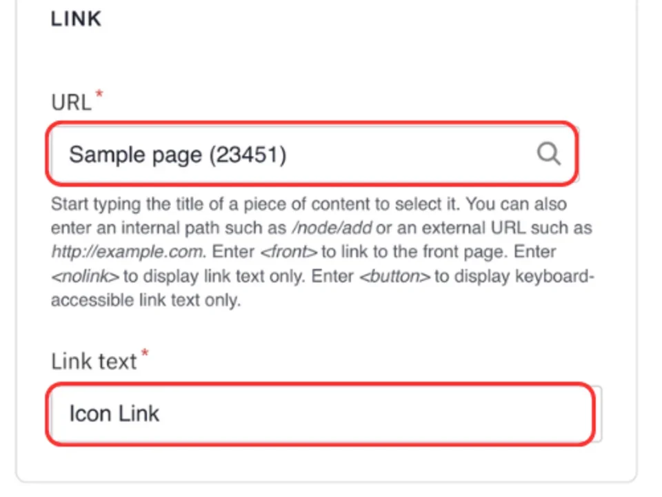 Icon link and link text