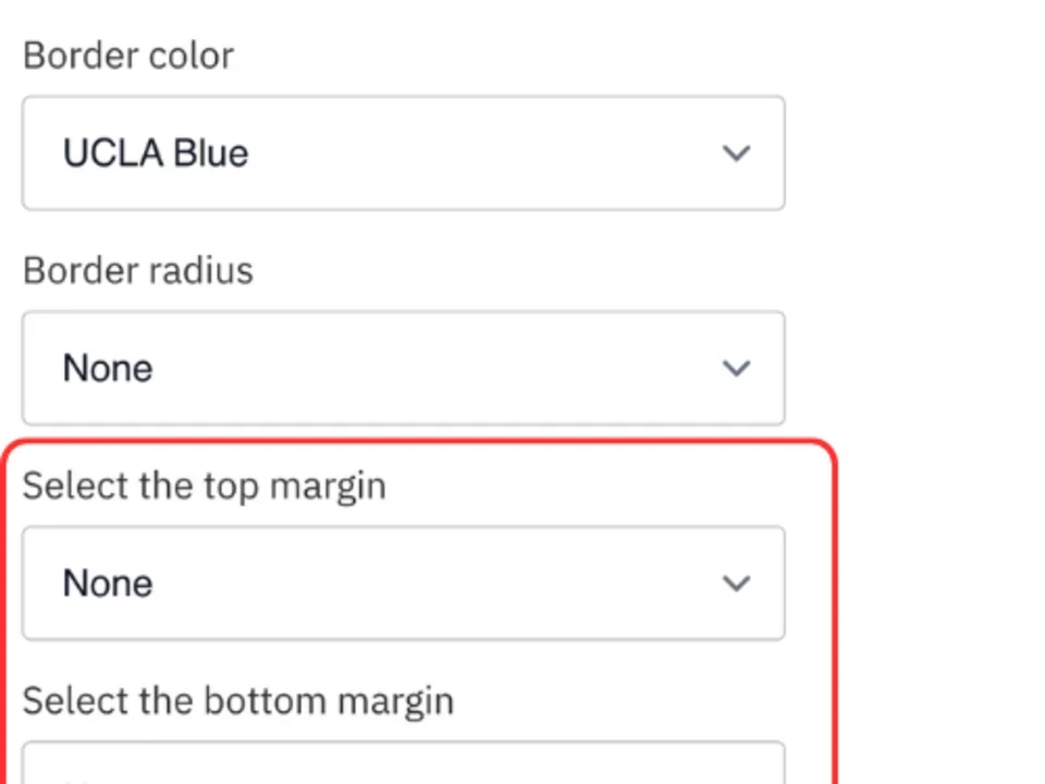 Select the top and bottom margin spacing
