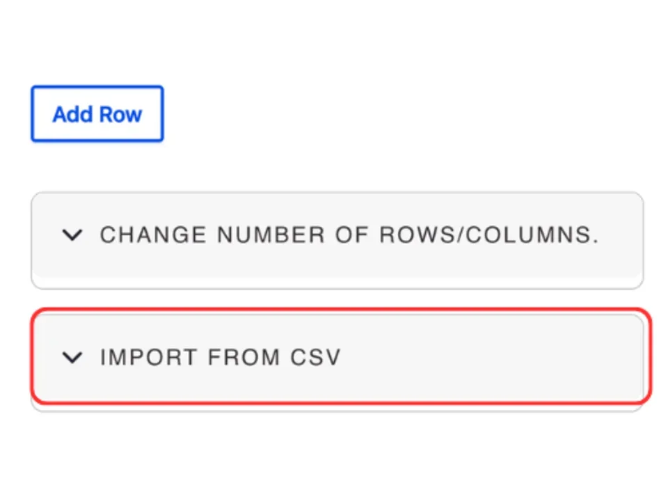 Import from CSV collapsed