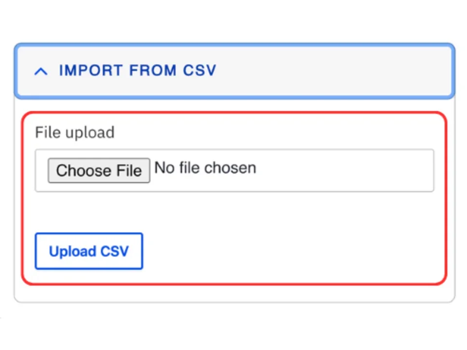Choose file and upload CSV