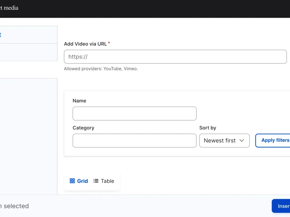 Example of adding a video into the text editor