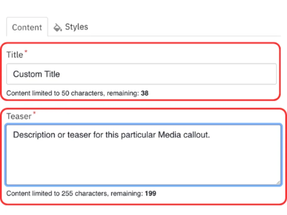 Media callout title and teaser