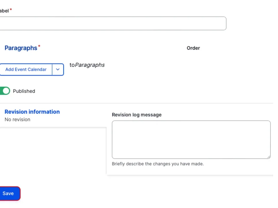 paragraphs save button selected 