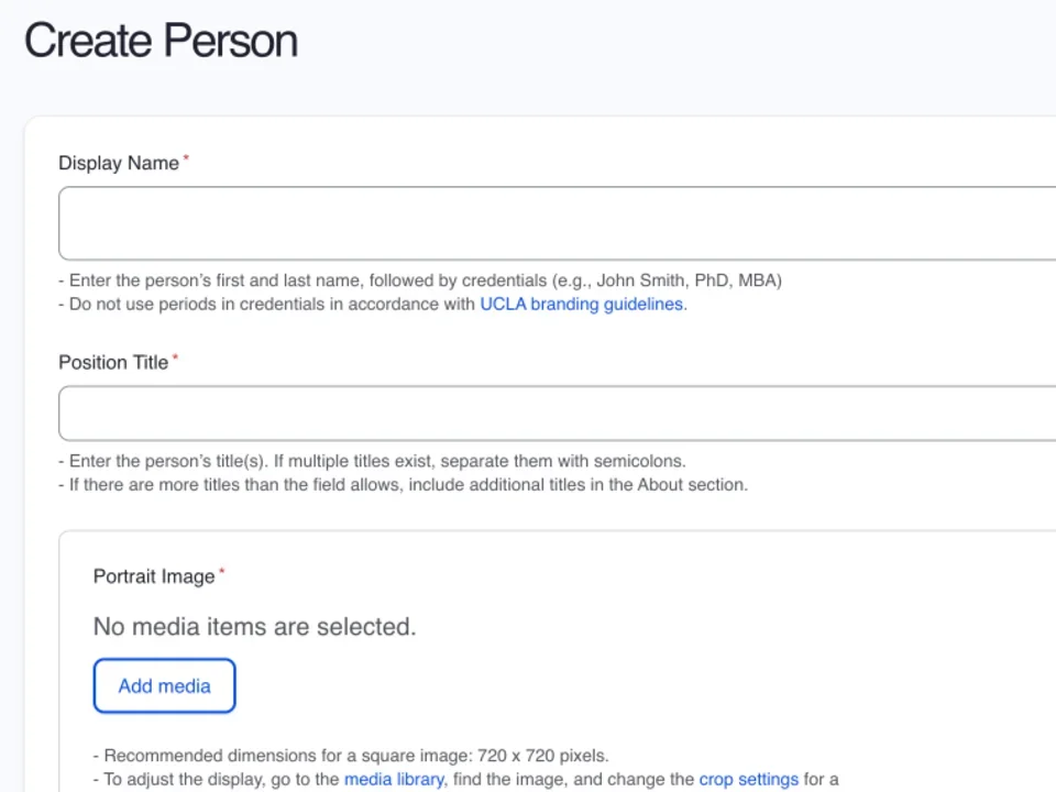 Example of the person page field