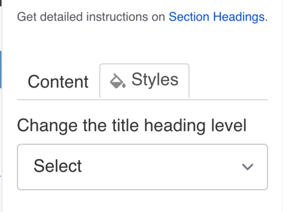 Example of the section heading styles for an icon link