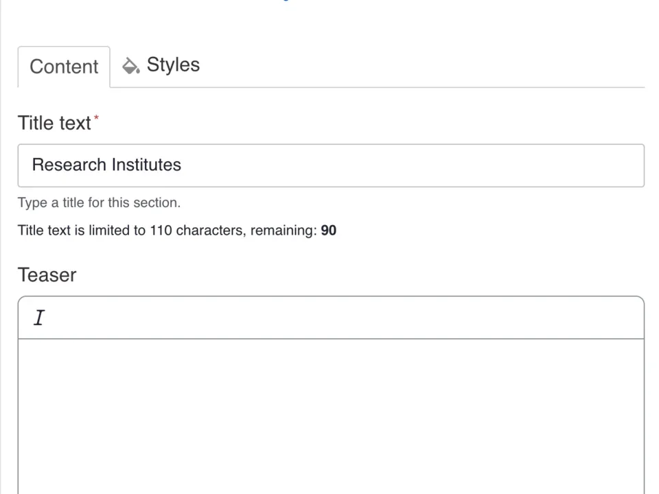 Example of the section header fields