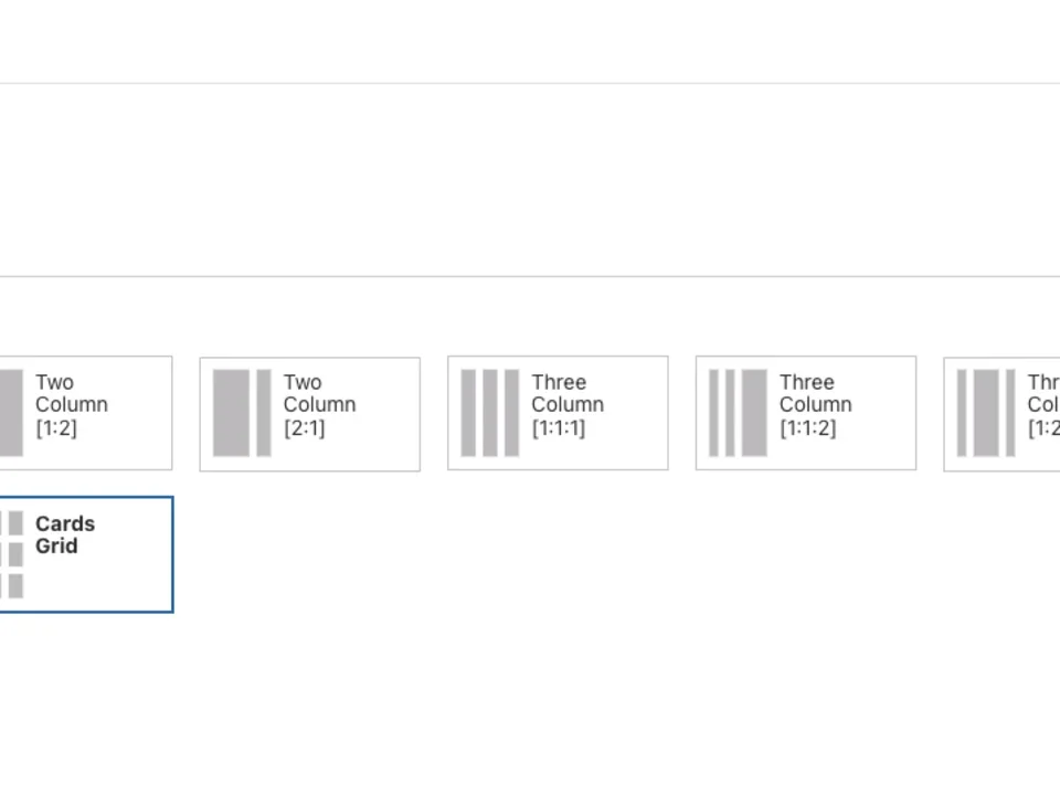 Example of selecting the cards grid in sections.