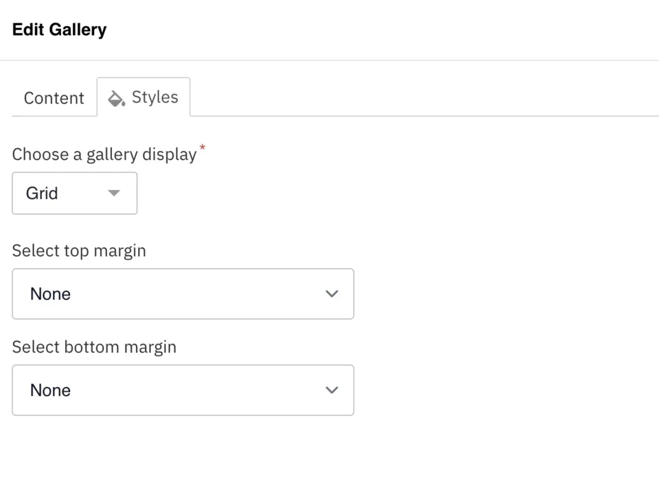 Styles for the gallery component