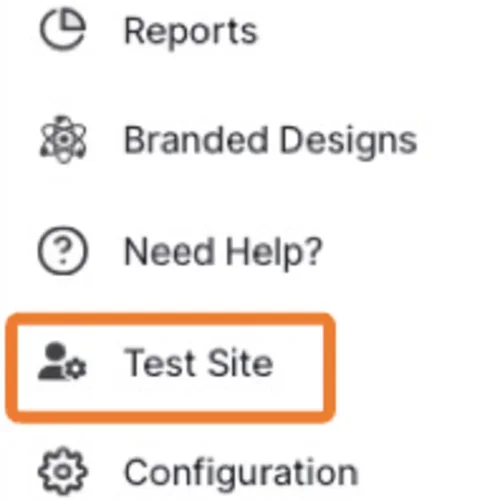 Example of the test site Ione in the menu navigation