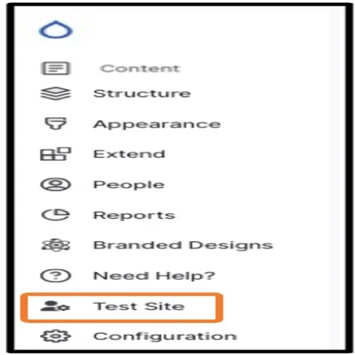 Example of the test site Ione in the menu navigation