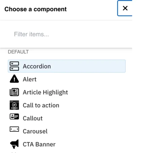 Example of the accordion menu selected 