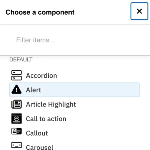 Example of the Alert menu selected 