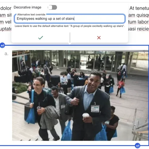 Example of overriding alt text on an image on the webplatform