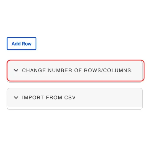 Collapsed change number of rows/columns