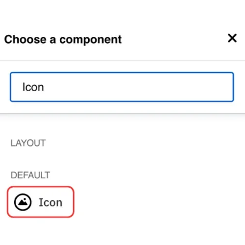 Choose an icon component from the menu