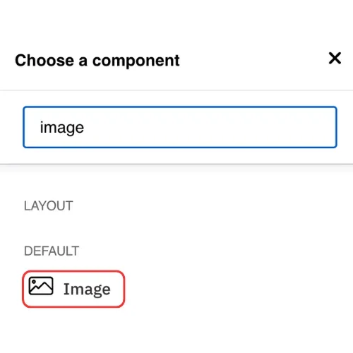 Choose an image component from the menu
