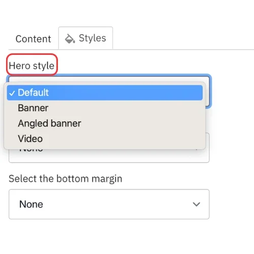 Choose hero styles
