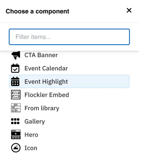 Example of the Event Highlight menu selected 