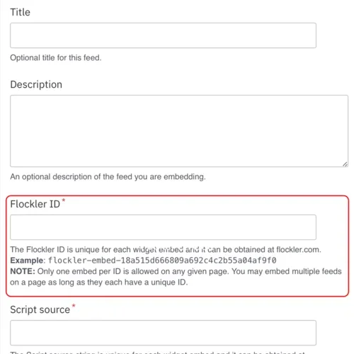 Example of the Flocker embed ID field 