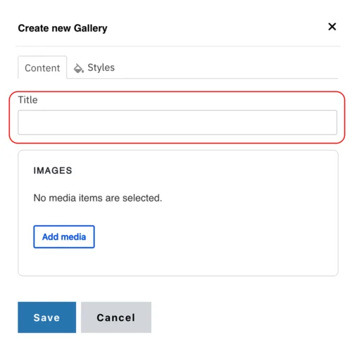 Example of the gallery text filed 