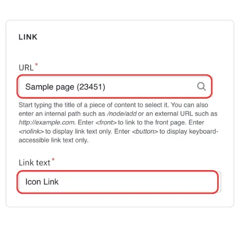 Icon link and link text