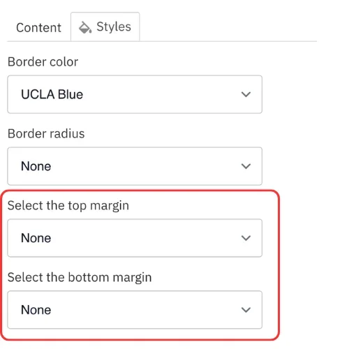 Select the top and bottom margin spacing