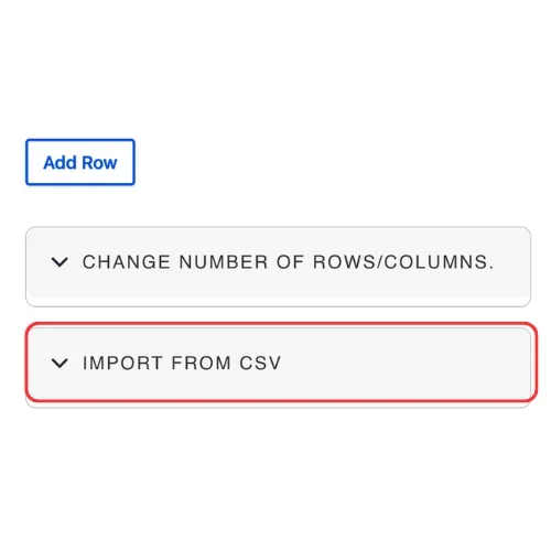 Import from CSV collapsed