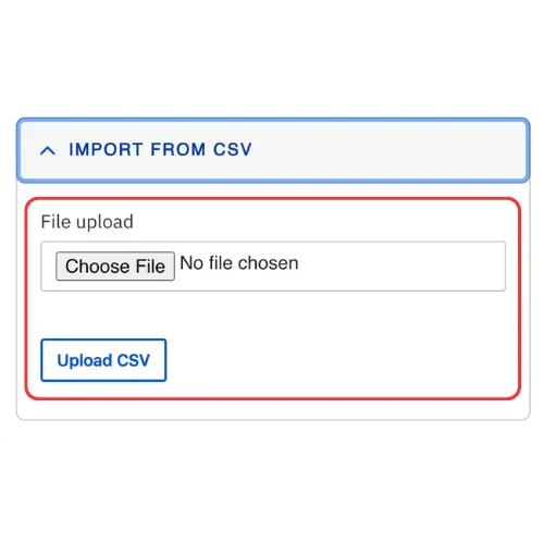 Choose file and upload CSV