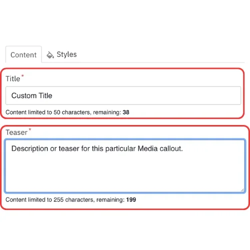 Media callout title and teaser