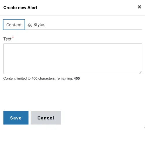 Example of the alert content text filed 
