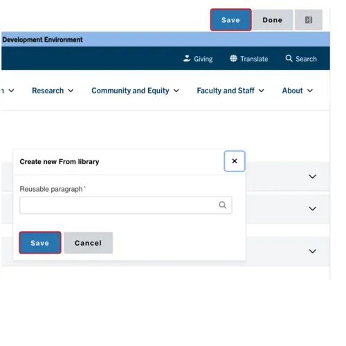Example of Saving the from library component 
