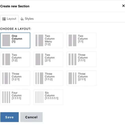 Example of a column select menu