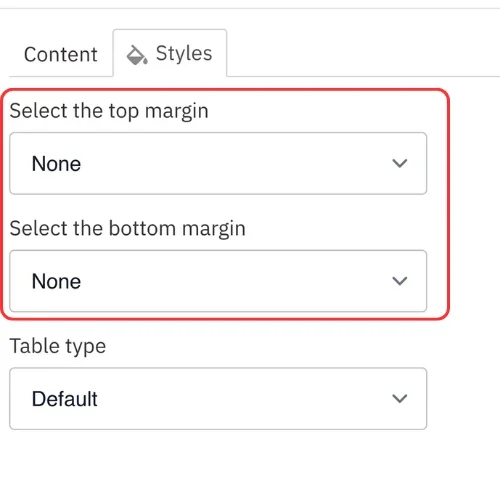 Select the top and bottom margins