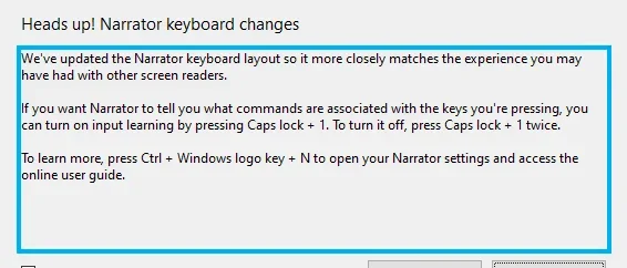 Windows Narrator start or stop options 