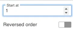 Number list options dropdown
