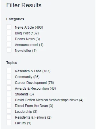 Filter article results 