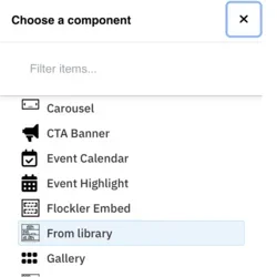 Example of the from library menu selected