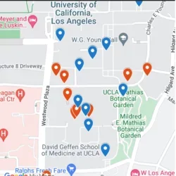 Illustrated map of the campus featuring several important locations for reference.