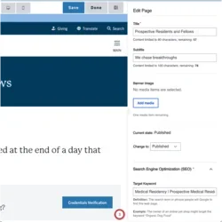 Example of a editing view on a page    