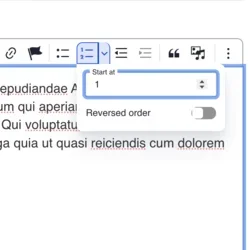 Example of changing numbered list order