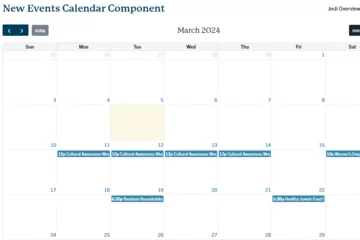 Example of Events Calendar month view option