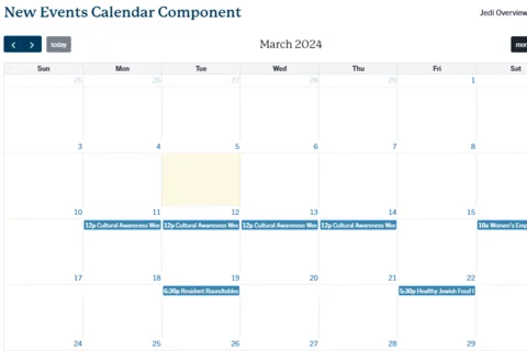 Example of Events Calendar month view option