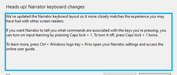 Windows Narrator start or stop options 